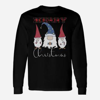 Merry Christmas - Gnomes & Coffee Lover Red Plaid Christmas Sweatshirt Unisex Long Sleeve | Crazezy