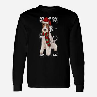 Merry Christmas Ornament Wire Fox Terrier Xmas Santa Unisex Long Sleeve | Crazezy CA