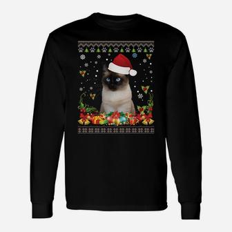 Merry Christmas Siamese Cat Ugly Sweater Santa Claus Lover Unisex Long Sleeve | Crazezy UK