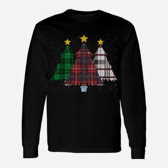 Merry Christmas Trees With Buffalo Plaid Xmas Light Gift Sweatshirt Unisex Long Sleeve | Crazezy DE