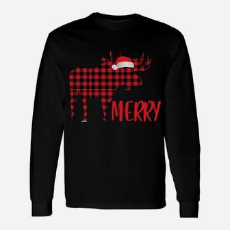 Merry Christmoose Family Christmas Pajamas Moose Sweatshirt Unisex Long Sleeve | Crazezy DE