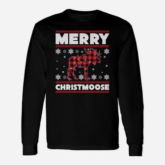 Merry Christmoose Sweatshirt Funny Moose Christmas Gifts Unisex Long Sleeve | Crazezy