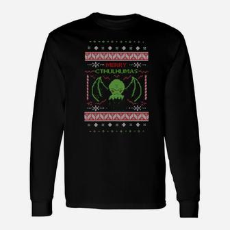 Merry Cthulhumas Xmas Long Sleeve T-Shirt - Monsterry