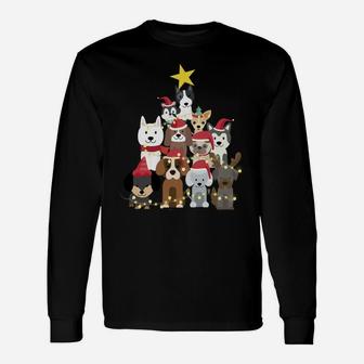 Merry Dogmas Cute Dog Xmas Christmas Tree Sweatshirt Unisex Long Sleeve | Crazezy