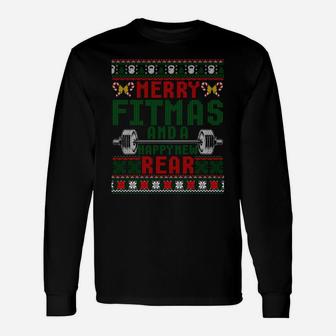 Merry Fitmas And A Happy New Rear Christmas Fitness Workout Sweatshirt Unisex Long Sleeve | Crazezy
