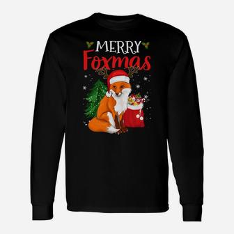 Merry Foxmas Fox Christmas Tree Funny Animal Lovers Xmas Sweatshirt Unisex Long Sleeve | Crazezy DE