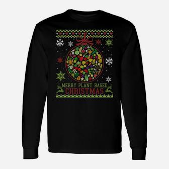 Merry Plant Based Christmas Vegan Xmas Gift Ugly Sweater Sweatshirt Unisex Long Sleeve | Crazezy DE