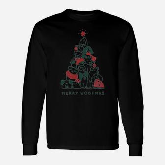 Merry Woofmas Funny Dogs Christmas Tree Xmas Gift Sweatshirt Unisex Long Sleeve | Crazezy UK