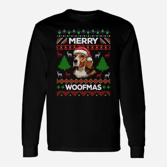 Merry Woofmas Ugly Sweater Christmas Beagle Lover Gift Sweatshirt Unisex Long Sleeve | Crazezy UK