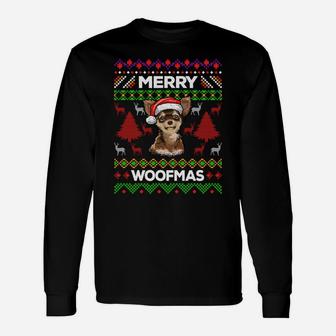Merry Woofmas Ugly Sweater Christmas Chihuahua Lover Gift Sweatshirt Unisex Long Sleeve | Crazezy