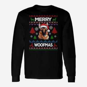 Merry Woofmas Ugly Sweater Christmas German Shepherd Lover Unisex Long Sleeve | Crazezy