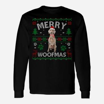 Merry Woofmas Weimaraner Ugly Sweater Santa Hat Sweatshirt Unisex Long Sleeve | Crazezy DE