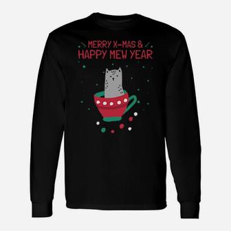 Merry Xmas Happy Cat Year Long Sleeve T-Shirt - Monsterry AU