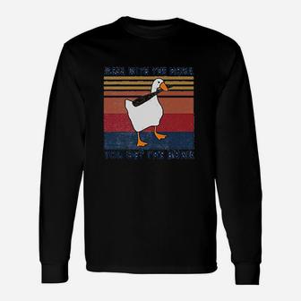 Mess With The Honk You Get The Bonk Goose Lovers Unisex Long Sleeve | Crazezy UK