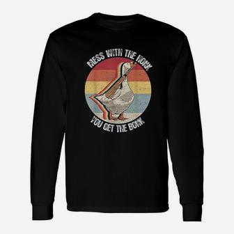Mess With The Honk You Get The Bonk Goose Unisex Long Sleeve | Crazezy
