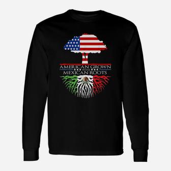 Mexican Roots American Grown Tree Flag Usa Mexico Unisex Long Sleeve | Crazezy