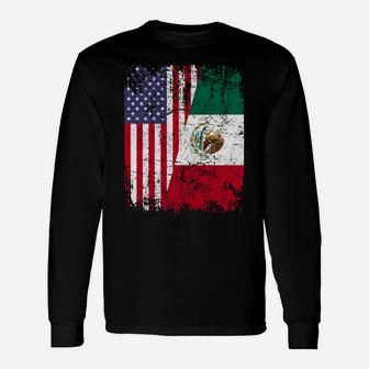Mexican Roots | Half American Flag | Mexico Unisex Long Sleeve | Crazezy DE