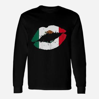 Mexico Lips Kiss Mexican Flag Pride Mexicana Unisex Long Sleeve | Crazezy