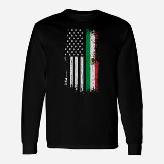 Mexico Usa Grown Roots - Mexican American Flag Unisex Long Sleeve | Crazezy CA