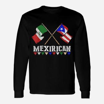 Mexirican Design, Puerto Rican Flag Gift, Cinco De Mayo Unisex Long Sleeve | Crazezy CA