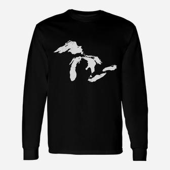 Michigan Map Great Lakes Midwest Mitten Vintage Gift Unisex Long Sleeve | Crazezy DE