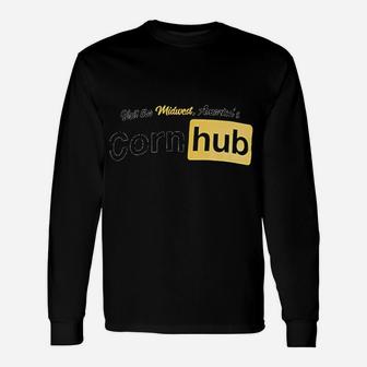 Midwest Americas Cornhub Funny Corn Hub Bachelor Party Inappropriate Unisex Long Sleeve | Crazezy