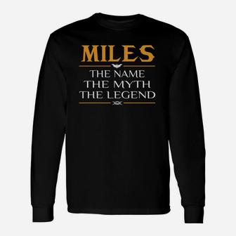 Miles Legend Name Miles Long Sleeve T-Shirt - Thegiftio UK