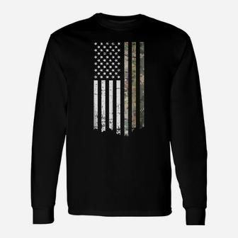 Military Camo Camouflage Usa Flag Tee Unisex Long Sleeve | Crazezy