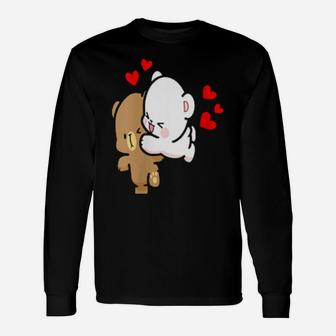Milk Mocha Bear Leap Of Love Valentiness Couples Kiss Long Sleeve T-Shirt - Monsterry AU