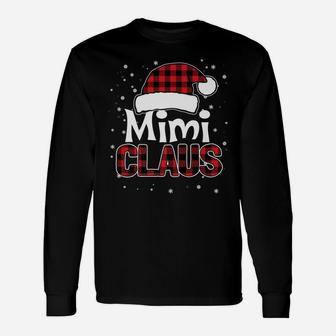 Mimi Claus Christmas Santa Hat Buffalo Plaid Matching Family Unisex Long Sleeve | Crazezy