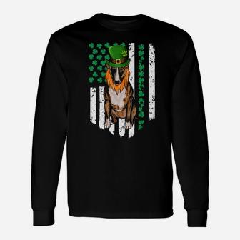 Miniature Bull Terrier St Patricks Day Irish American Flag Long Sleeve T-Shirt - Monsterry DE