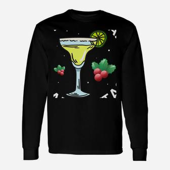 Mistletoes And Margaritas Xmas Gift Women Christmas Drinking Sweatshirt Unisex Long Sleeve | Crazezy UK
