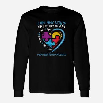 Mom Dad Puzzle I Wear Blue For My Daughter Awareness Unisex Long Sleeve | Crazezy