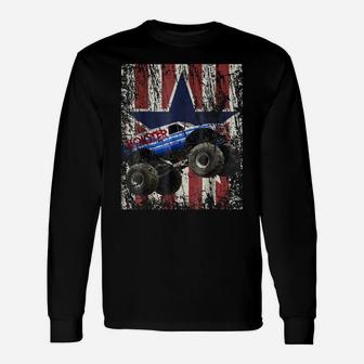Monster Truck American Flag Extreme Distress Unisex Long Sleeve | Crazezy