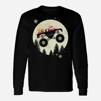 Monster Truck Ride Pajama Christmas Gift Sweatshirt Unisex Long Sleeve | Crazezy