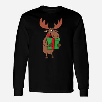 Moose Stop Staring At My Package Christmas Gift Xmas Unisex Long Sleeve | Crazezy