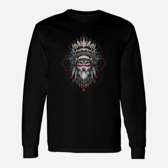 Mountain Wolf Chief Of The Wolf Pack Tribal Wolves Long Sleeve T-Shirt - Thegiftio UK