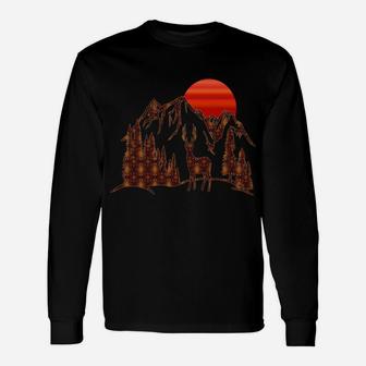Mountains And Setting Sun Print Using Deer Pattern Unisex Long Sleeve | Crazezy AU