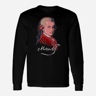 Mozart-Colorful Portrait-Music-Classical-Piano-Composor Unisex Long Sleeve | Crazezy AU