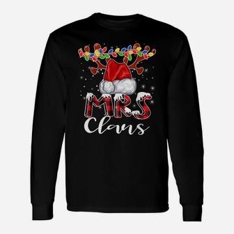Mrs Santa Claus Buffalo Plaid Christmas Pajama Matching Fun Unisex Long Sleeve | Crazezy