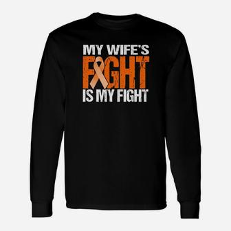Multiple Sclerosis My Wifes Fight Is My Fight Ms Long Sleeve T-Shirt - Thegiftio