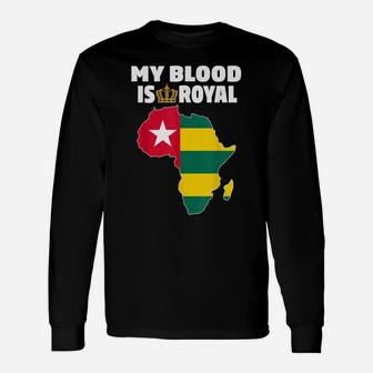 My Blood Is Royal With Togo Flag In Africa Map Unisex Long Sleeve | Crazezy