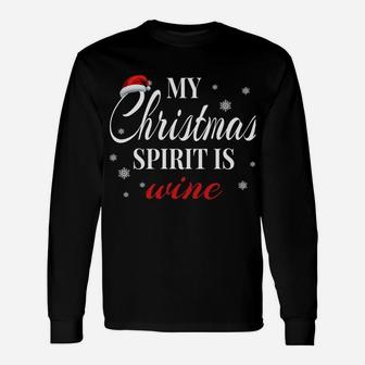 My Christmas Spirit Is Wine Lover Funny Santa Hat Men Women Sweatshirt Unisex Long Sleeve | Crazezy DE