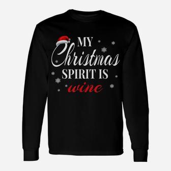 My Christmas Spirit Is Wine Lover Funny Santa Hat Men Women Unisex Long Sleeve | Crazezy UK