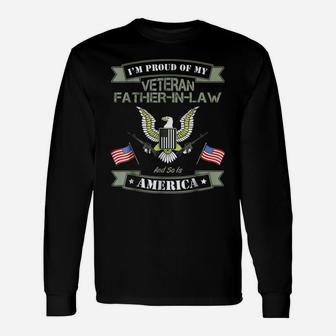 My Father-In-Law Is A Veteran Tshirt Usa American Flag Unisex Long Sleeve | Crazezy