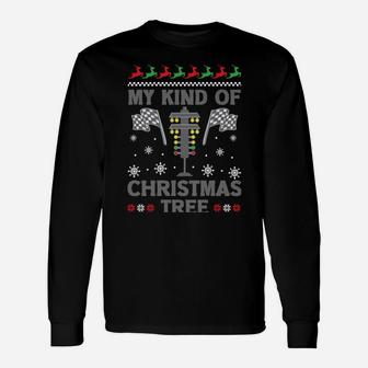 My Kind Of Christmas Tree Gifts Racing Car Driver Ugly Xmas Sweatshirt Unisex Long Sleeve | Crazezy CA