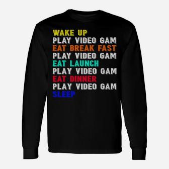 My Perfect Day Video Games Funny Gamer Gag Novelty Gifts Unisex Long Sleeve | Crazezy CA
