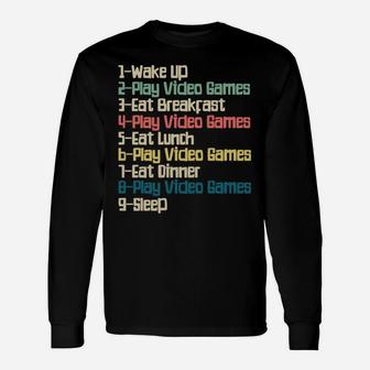 My Perfect Day Video Games, Funny Retro Xmas Gift For Gamer Unisex Long Sleeve | Crazezy