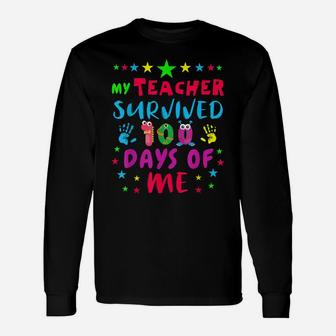 My Teacher Survived 100 Days Of Me T Shirts Unisex Long Sleeve | Crazezy