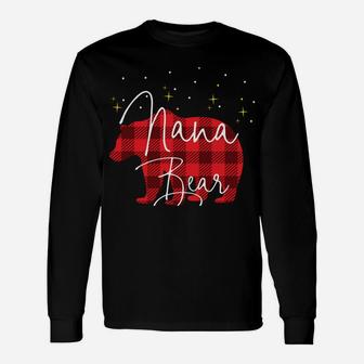 Nana Bear Christmas Pajama Red Plaid Buffalo Matching Unisex Long Sleeve | Crazezy